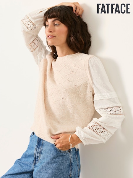 Oatmeal - Fatface Double Layer Knitted Tank Shirt