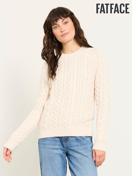 Ivory - Fatface Knitted Cable Jumper