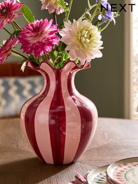 Striped Ceramic Frill Vase
