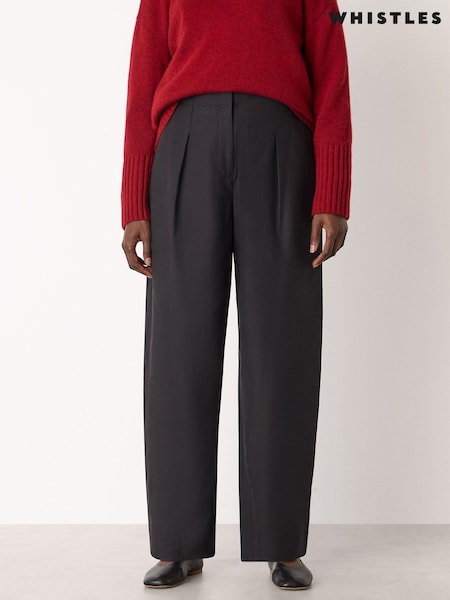 Whistles Black Pleat Front Barrel Trousers (G63860) | SGD 211