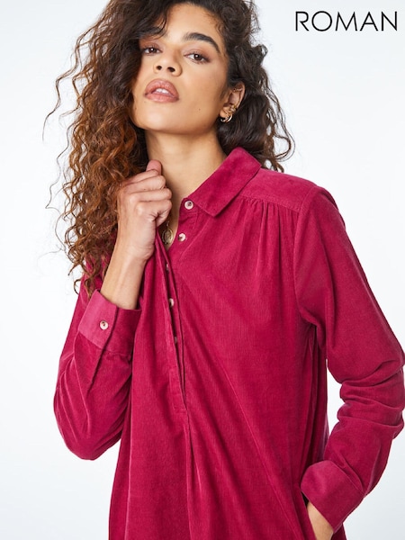 Roman Pink Corduroy Tunic Shirt Dress (G63963) | R$ 665