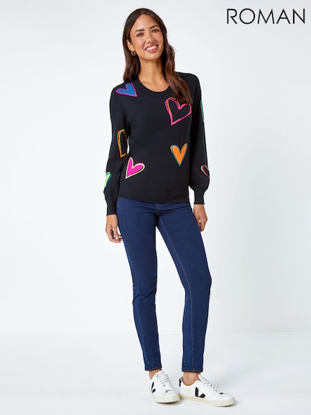 Roman Black Heart Print Knitted Jumper (G63980) | €80