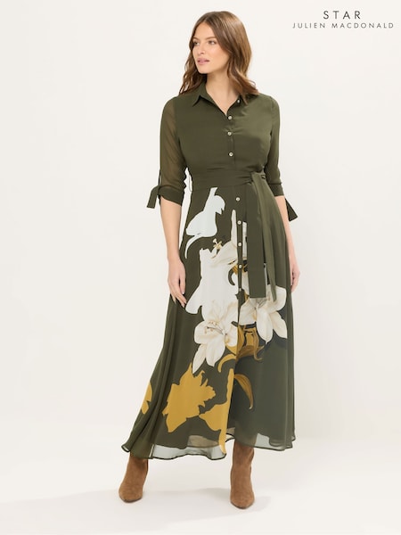 Star by Julien MacDonald Green Placement Printed Shirt Dress (G64094) | AZN 207