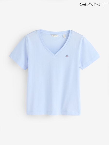 GANT Blue Shield Logo V-Neck T-Shirt (G64097) | INR 6,143
