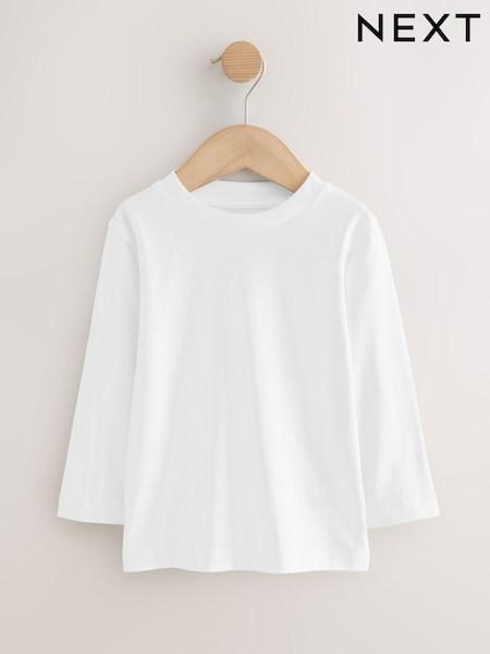 White - Long Sleeve Plain T-shirt (3mths-7yrs)