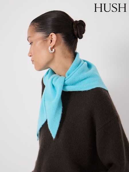 Hush Blue Wool Blend Triangle Scarf (G64183) | €53