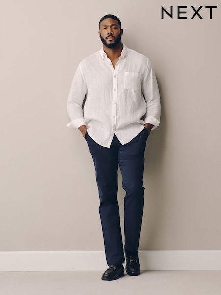 Blue - Muscle Fit Smart Cotton Tencel™ Lyocell Blend Chinos With Comfort Waistband