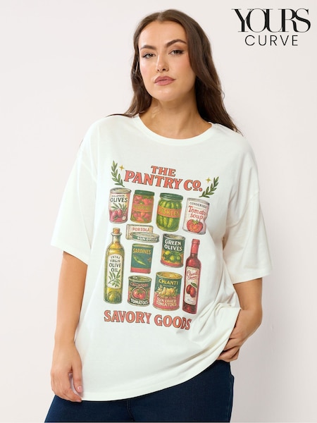 Yours Curve Cream Relaxed Placement T-Shirt (G64377) | €26.50