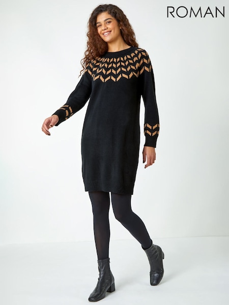 Roman Natural Chevron Print Jumper Dress (G64466) | €92