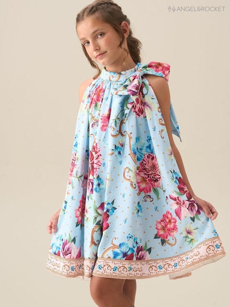 Angel & Rocket Blue Amelia White Bow Swing Dress (G64535) | $162 - $182