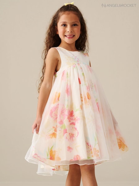 Angel & Rocket Cream April Organza Overlay Print Dress (G64537) | AED286 - AED333