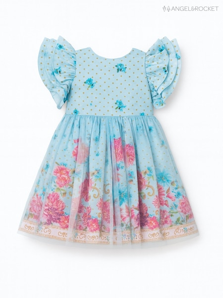 Angel & Rocket Izzy Printed Tulle Ruffle Sleeve Dress (G64547) | ‏226‏₪ - ‏236‏ ₪