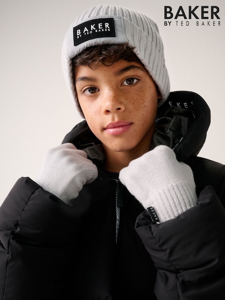 رمادي - Baker By Ted Baker Logo Beanie And Gloves Set