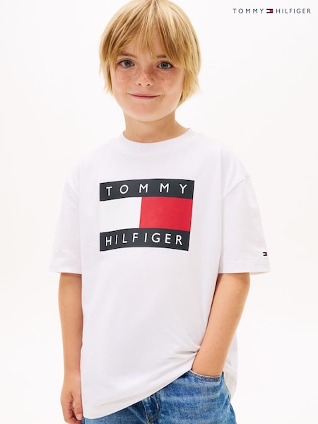 Hvit - Tommy Hilfiger Heritage Flag Print Jersey T-Shirt (G64855) | kr393 - kr471