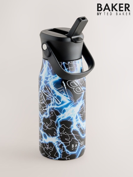 Blue Lightening Storm - Baker By Ted Baker Back To School Stainless Steel Water Bottle With Straw