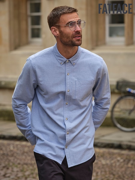 Blue - Regular Fatface Long Sleeve Brushed Oxford Shirt