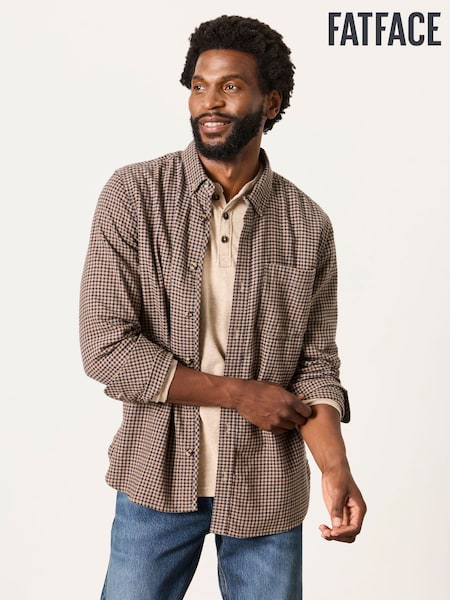 Brown - Regular Fatface Long Sleeve Gingham Shirt