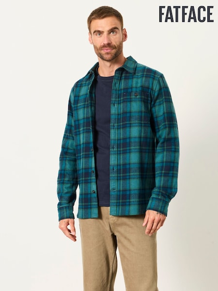 Teal Blue - Regular Fatface Long Sleeve Check Shirt
