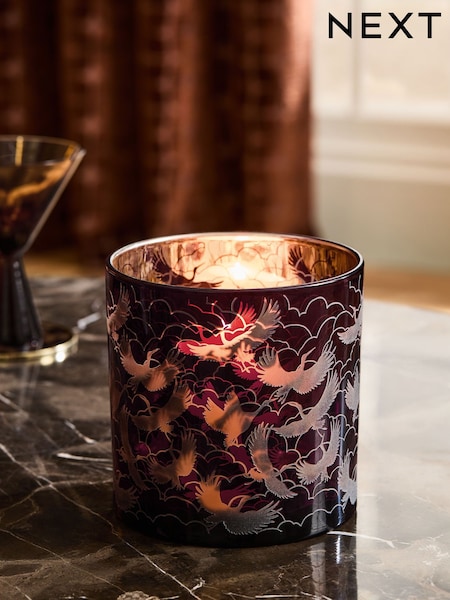 Crane Birds Glass Hurricane