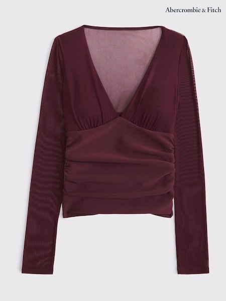 Abercrombie & Fitch Purple Long Sleeve Bra Free Plunge Top (G65094) | kr1 160