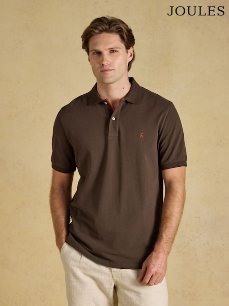 Chocolate Brown - Regular Joules Woody Cotton Pique Polo Shirt