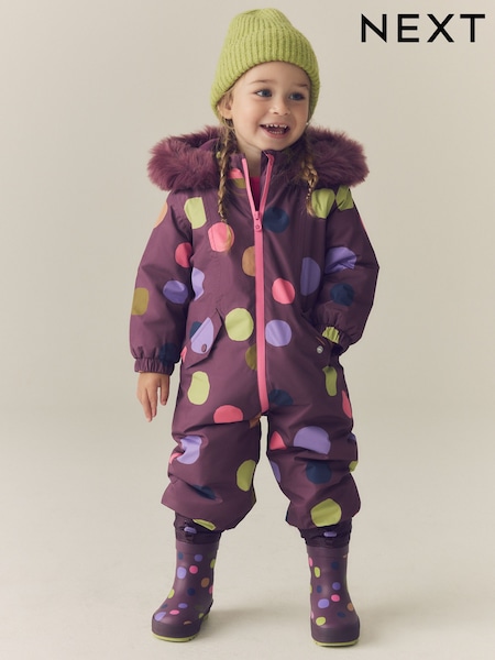 Purple Polka Dot - Waterproof Printed Snowsuit (3mths-7yrs)