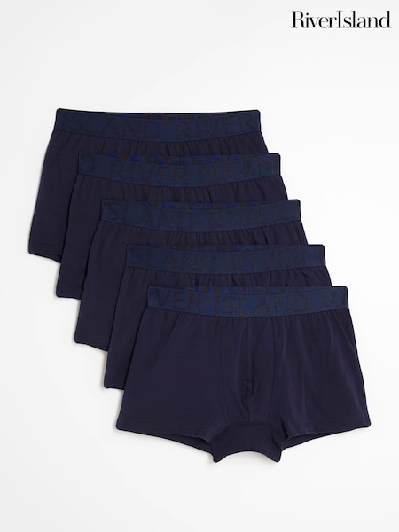 River Island Blue Jacquard Waistband Trunks 5 Pack (G65460) | €39