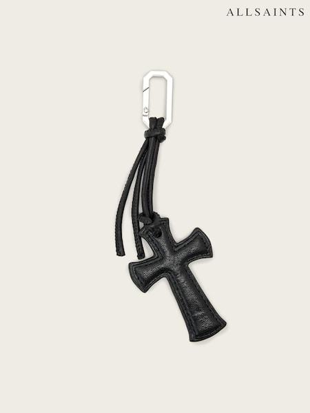 AllSaints Black Leather G Cross Keyring (G65621) | 203 QAR
