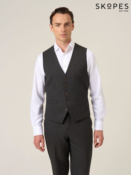Skopes Grey Elijah Suit Check Waistcoat (G65728) | €82