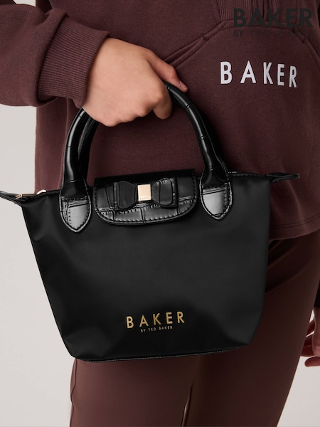 Black - Baker By Ted Baker Back To School Black Nylon With Croc Bow Small Tote Bag
