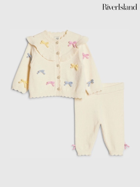 River Island 3D Bow Peplum Cardigan Set (G65800) | ‏169 د.إ.‏