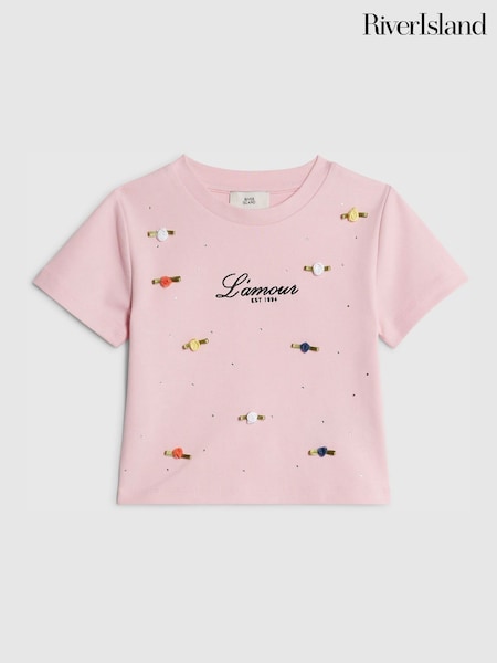 River Island Pink Lamour Rosette Baby T-Shirt (G65808) | $27