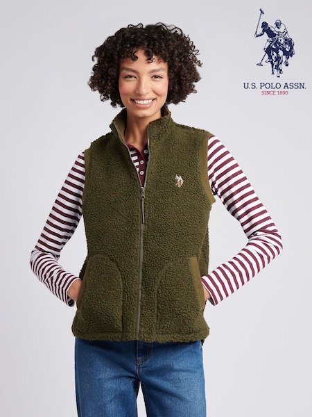 U.S. Polo Assn Green Double Horsemen Borg Gilet (G66085) | €111