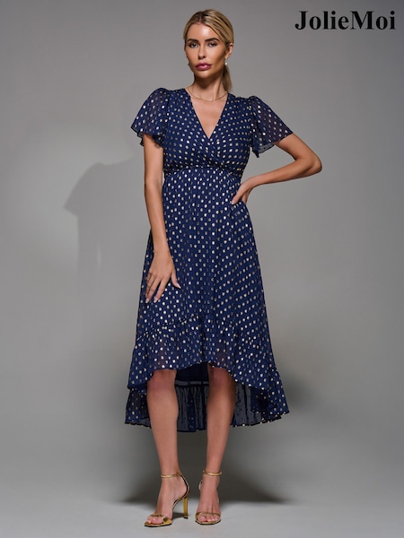 Jolie Moi Blue Petite Short Sleeve Midaxi Dress (G66168) | €79
