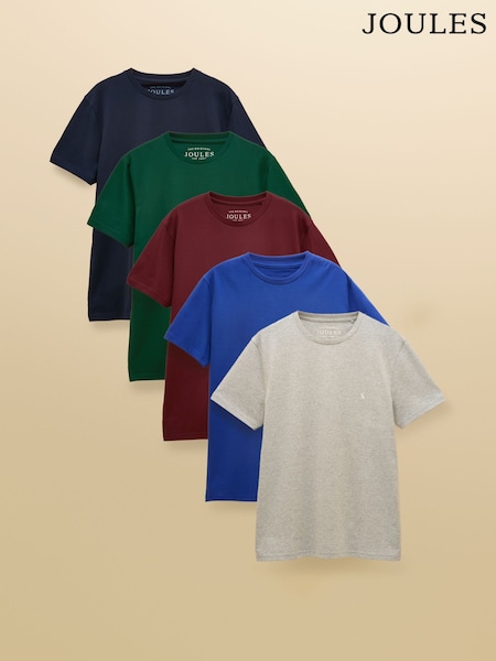 Multi - Regular Joules Classic Fit Cotton T-shirt 5 Pack