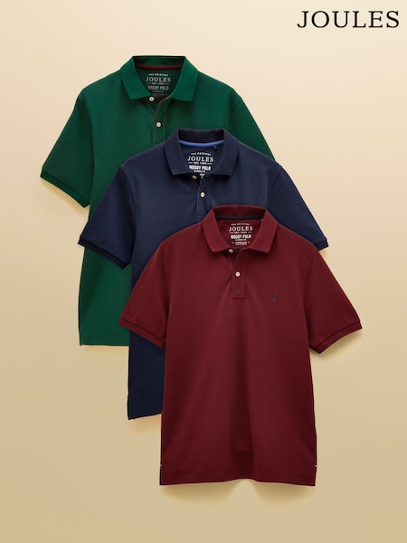 كحلي/عنابي/أخضر - Regular Joules Woody Polo Shirts 3 Pack