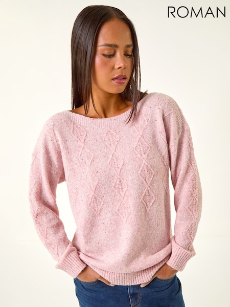 Roman Pink Petite Sequin Cable Knit Jumper (G66260) | € 70