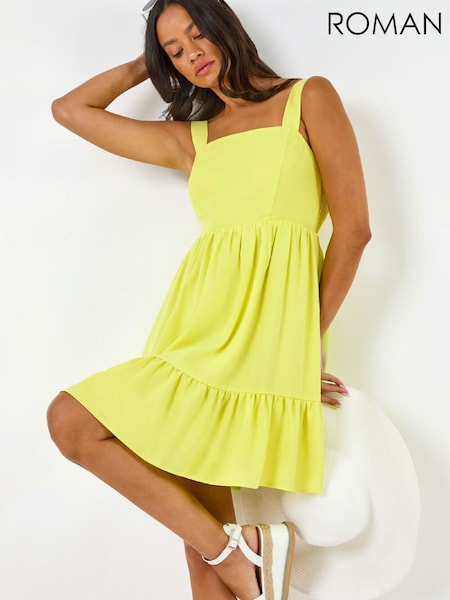 Roman Green Poplin Tiered Swing Dress (G66354) | SGD 81