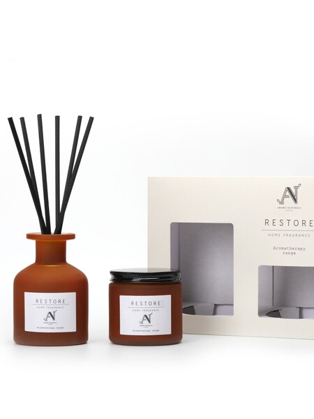 Aroma Naturals Brown Aromatherapy Restore Candle & Diffuser Gift Set (G66409) | €26