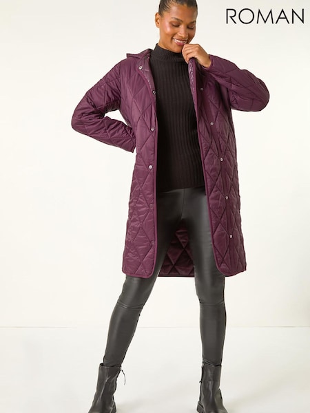 Roman Iridescent Diamond Quilted Hooded Coat (G66507) | ‏483 ر.ق.