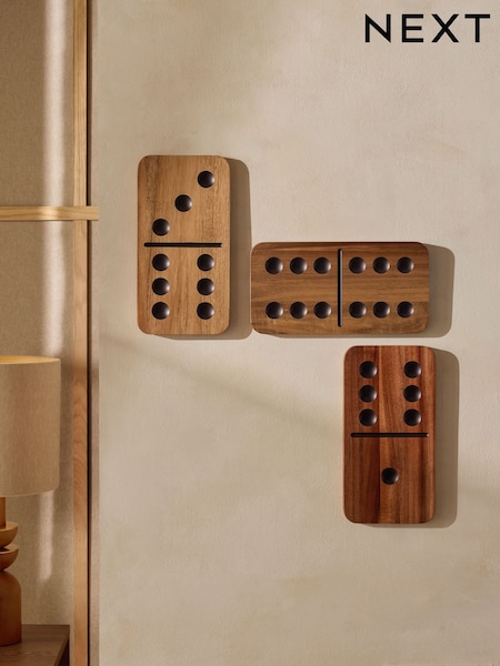 Set Of 3 Wooden Domino Plaque Wall Art