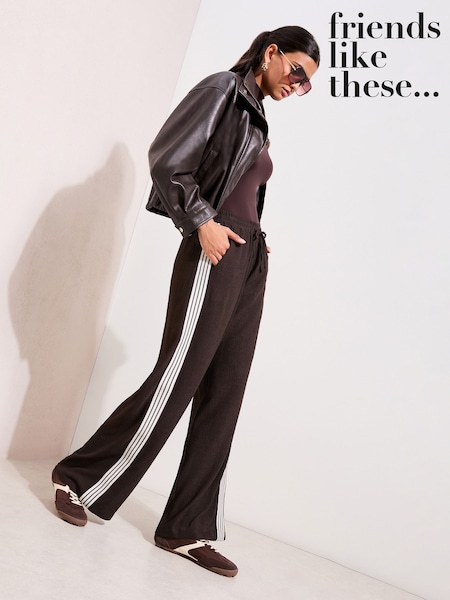 Friends Like These Brown Crinkle Jersey Wide Leg Trousers (G66652) | AED178