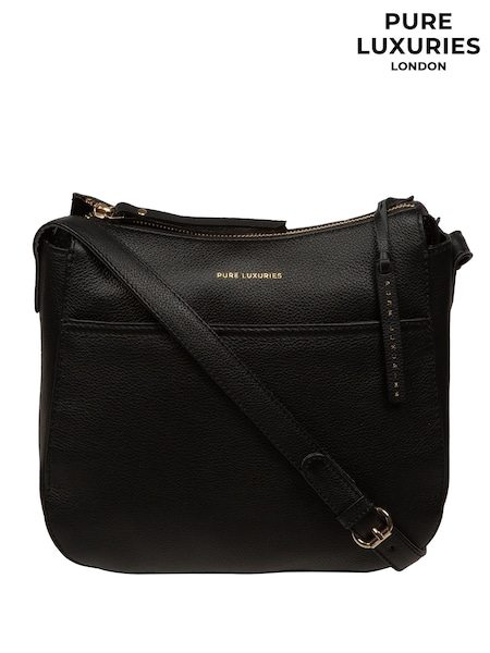 Pure Luxuries London Sloane' Leather Cross Body Black Bag (G66660) | 255 QAR