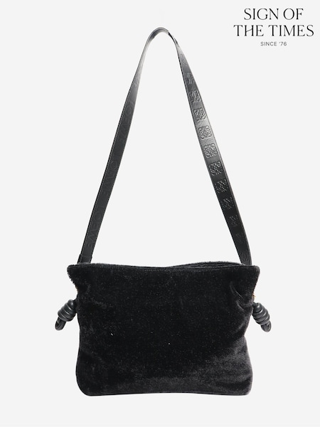 Sign Of The Times Loewe Velvet Flamenco Black Bag (G66780) | €2,040