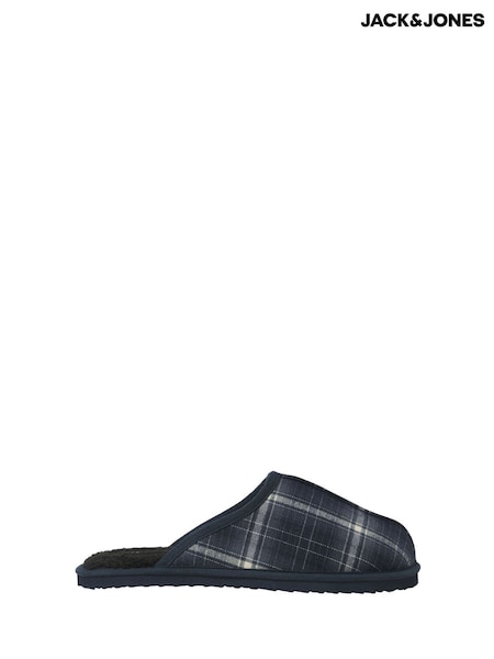 JACK & JONES Blue Check Fleece Lined Mule Slippers (G67034) | R$ 215