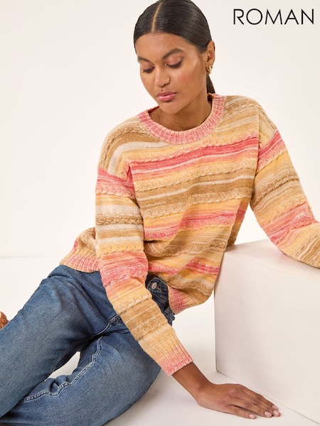 Roman Natural Cable Stripe Knit Jumper (G67063) | €80