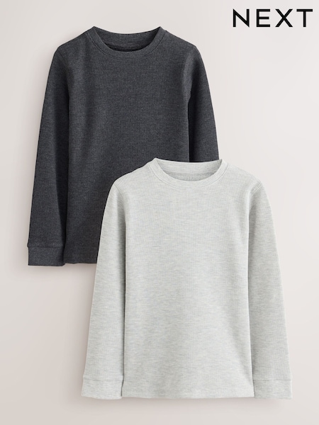 Grey/Black - Grey Waffle Thermals 2 Pack (2-16yrs)