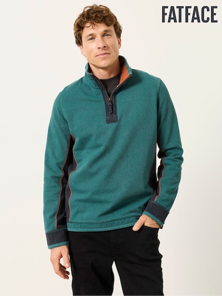 Turcoaz Verde - Regular Fatface 100% Cotton Quarter Zip Sweatshirt