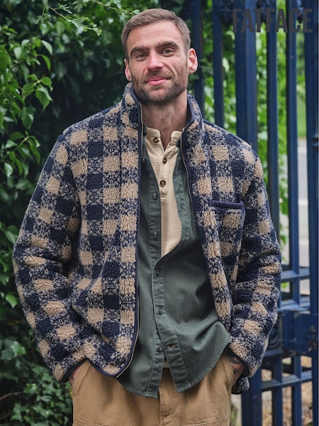 Granatowy - Regular Fatface Check Fleece