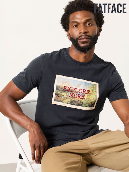 Washed Black - Regular Fatface Explore More Graphic T-shirt
